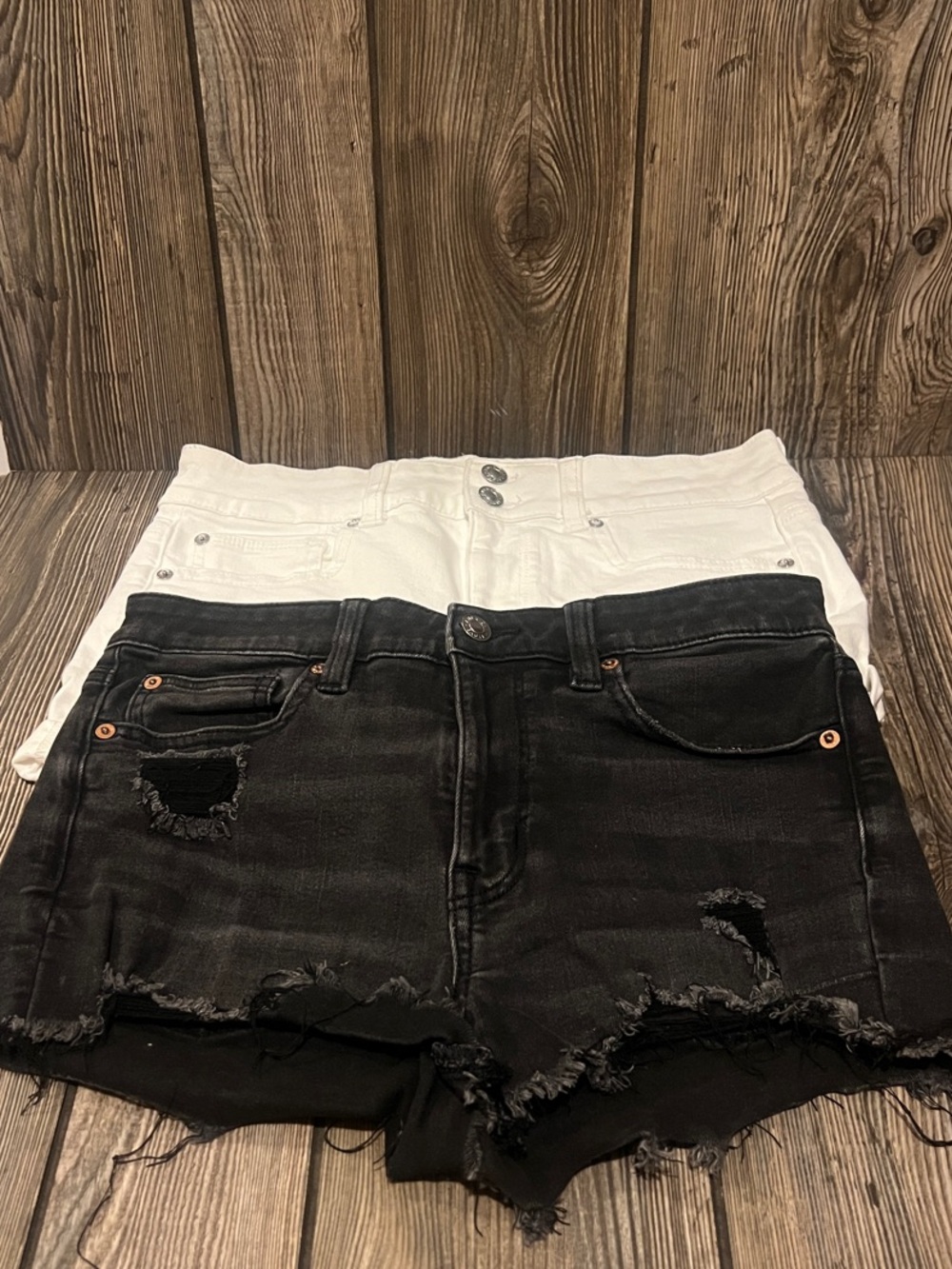 Jr Distressed High-Waist Black Denim Shorts